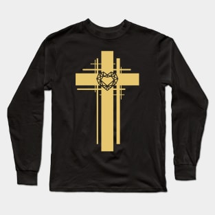 The cross of Christ and the diamond heart Long Sleeve T-Shirt